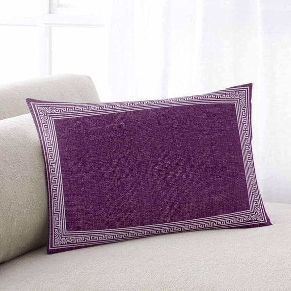 Dark Purple Retro Greek Key King Size Pillow Cover,Pillowcase Protectors with Zipper,Decorative Throw Pillow Case Cover,Geometric Greece Ancient Farmhouse Pillow Shams for Couch Sofa 20x36Inch