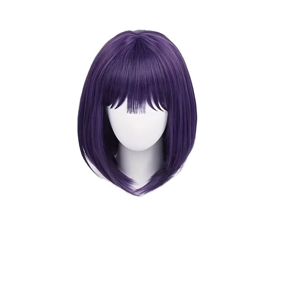 Dark Purple Short Straight Hair Wig with Bangs - Versatile and Natural Look for Everyday Wear