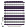 thumbnail image 1 of Dark Purple Shower Curtain, 48" x 72", Gray White Stripe Waterproof Bathroom Curtain Washable Shower Curtain Set with 12 Hooks, 1 of 6