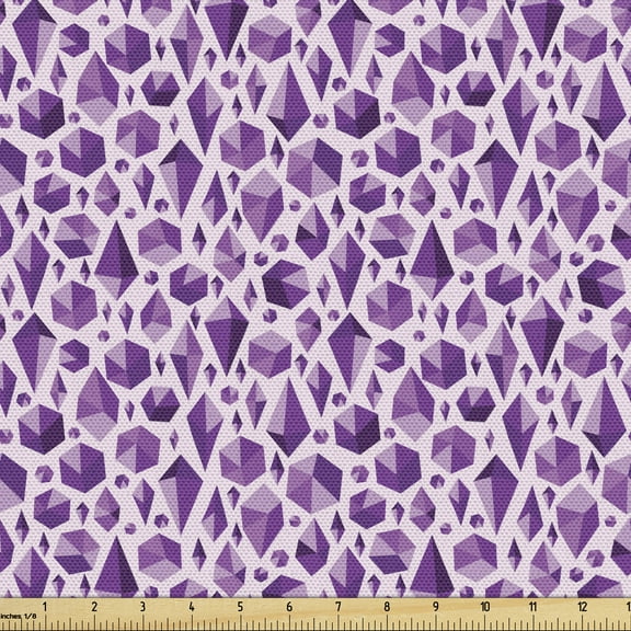 Dark Purple Sofa Upholstery Fabric by the Yard, Diamond Shapes Pattern on Plain Background Rhombus Hexagon Polygonal, Decorative Fabric for DIY Home Accents, 10 Yards, Pale Mauve Violet by Ambesonne