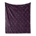 thumbnail image 1 of Dark Purple Soft Flannel Fleece Blanket, Floral Pattern with Polka Dots Repetitive Simple Background in Vintage, Cozy Plush for Indoor and Outdoor Use, 50" x 60", Eggplant and Plum, by Ambesonne, 1 of 5