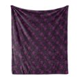 thumbnail image 1 of Dark Purple Soft Flannel Fleece Blanket, Floral Pattern with Polka Dots Repetitive Simple Background in Vintage, Cozy Plush for Indoor and Outdoor Use, 50" x 70", Eggplant and Plum, by Ambesonne, 1 of 5