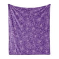 thumbnail image 1 of Dark Purple Soft Flannel Fleece Throw Blanket, English Garden Art Dreamy and Flowers Pattern on Repeat Retro Floral Style, Cozy Plush for Indoor and Outdoor Use, 50" x 60", Lilac Violet, by Ambesonne, 1 of 5