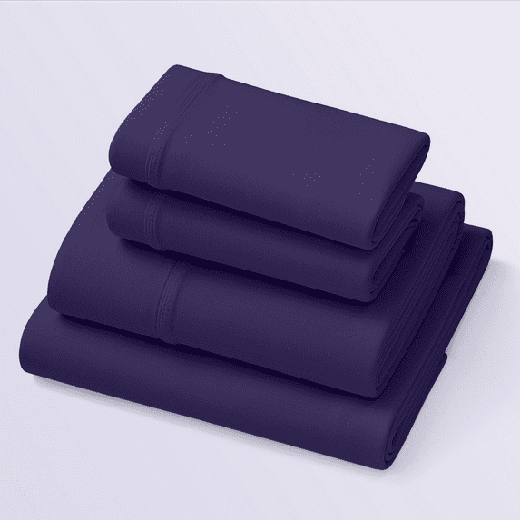 Dark Purple SoftStretch Sheets, Queen, Purple Mattress Sheets, Bamboo Sheets, Moisture-Wicking, Deep Purple