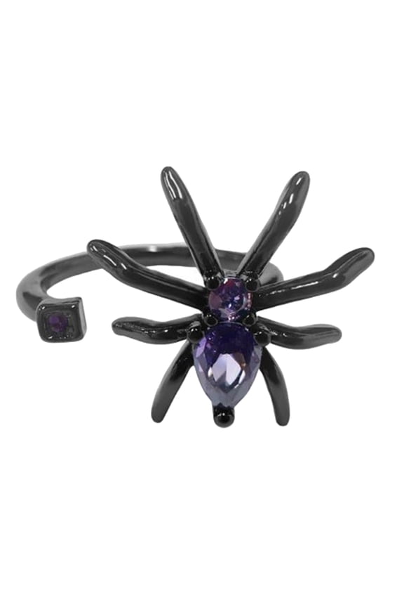 Dark Purple Spidera Punk Ring Adjustable Gothic Jewelry ForHa110weenCosplay And Retro Fashion