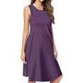 thumbnail image 1 of Dark Purple Spring Summer Dresses for Women Fashion T-shirt Dress Casual Sleeveless Loose Sundress with Pockets, 1 of 5