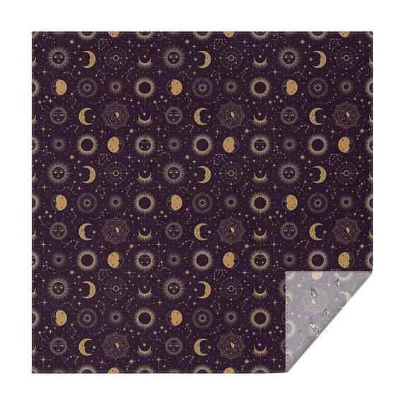 Dark Purple Sun Moon Star Pattern Square Tablecloth,Waterproof Square Table Cover,Wipeable Spillproof Washable Table Cover for Home Kitchen Party Decor 42"X42"(107x107cm)