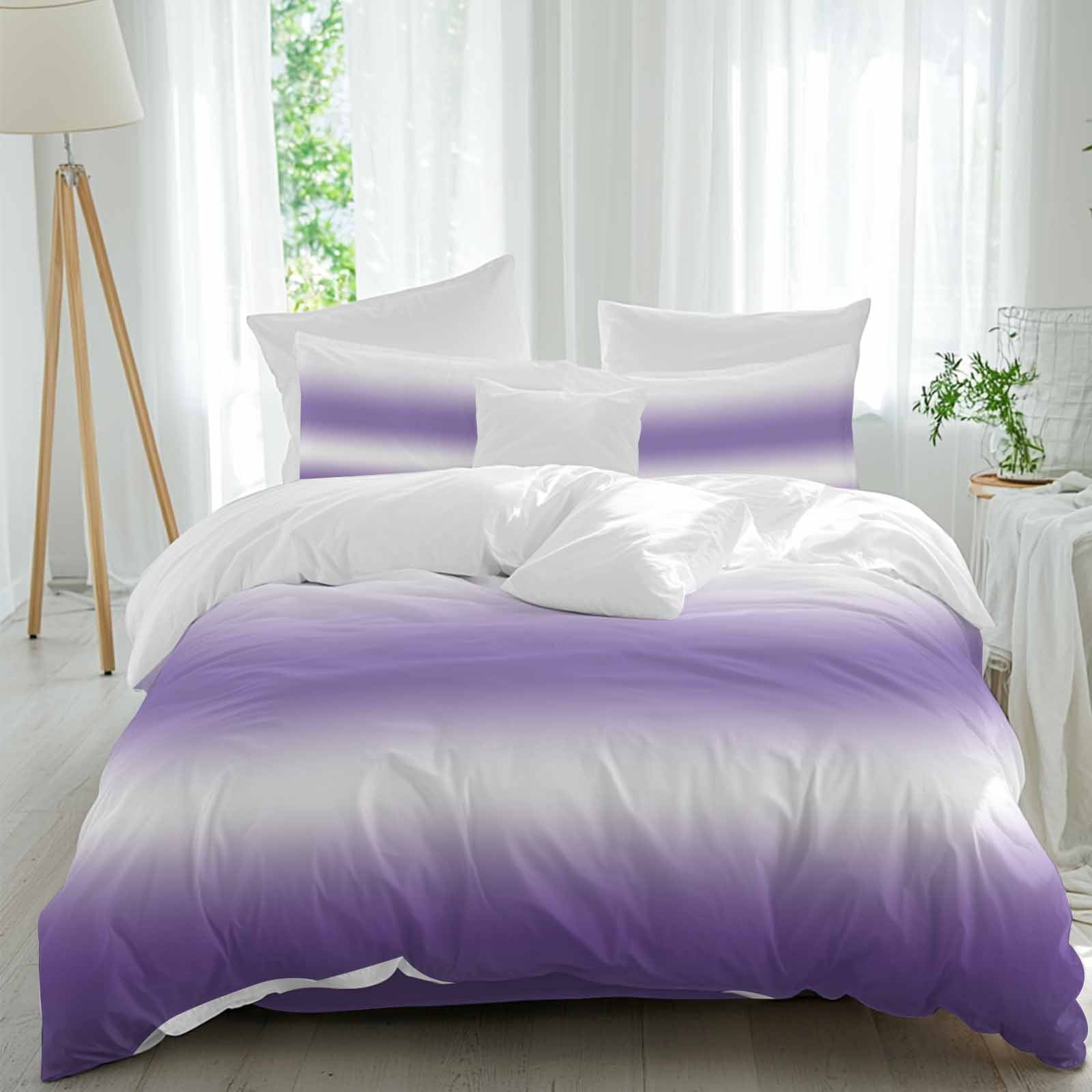 Dark Purple and White Gradient 4 Piece Duvet Cover Set Queen Size ...