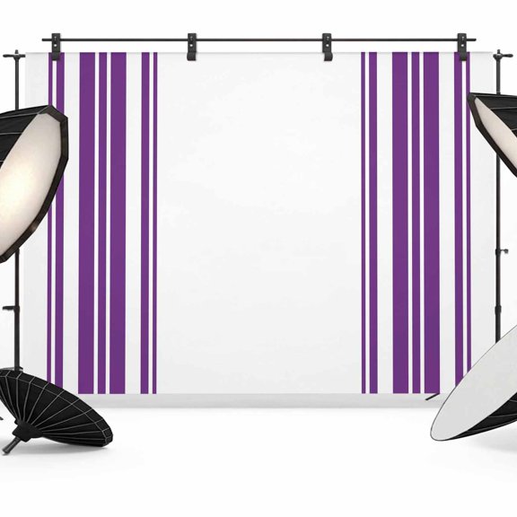 Dark Purple and White Striped Backdrop for Photography, Modern Minimalist Vertical Lines Photo Backdrop Portrait Background Party Banner Photo Backgrounds for Studio Booth Props, 10x8ft