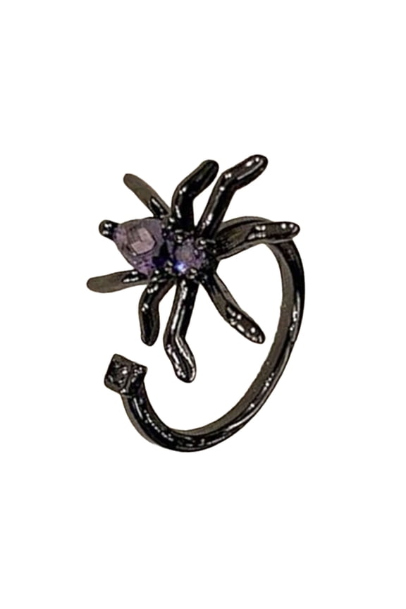 Dark Purpler Spidera Punk Rings Adjustable Gothic Jewelry For Halloween Cosplay And Retro Fashion