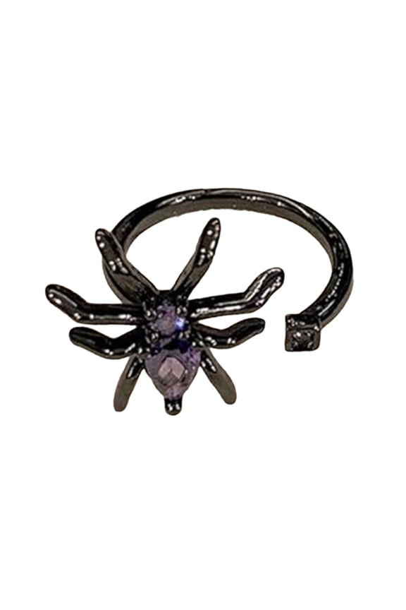 Dark Purpler Spidera Punk Rings Adjustable Gothic Jewelry For Halloween Cosplay And Retro Fashion