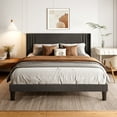 thumbnail image 1 of Asofer Queen Size Bed Frame with Upholstered Headboard, Modern Platform Design, Dark Gray, 1 of 9