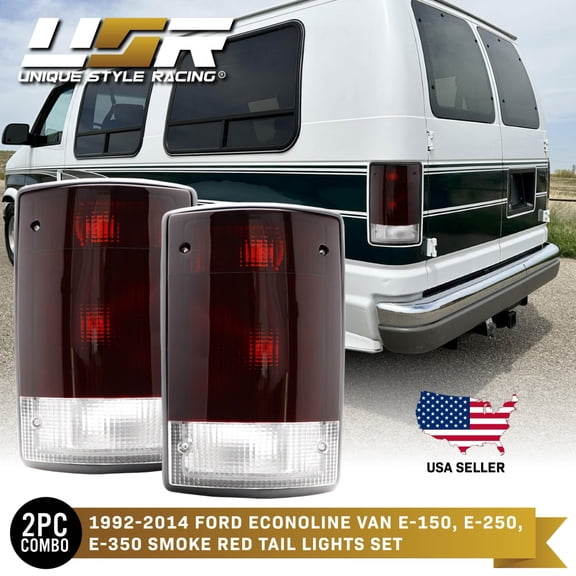 Dark RED/SMOKE Rear Tail Light Set For 95-2014 Ford Econoline Van E150 E250 E350