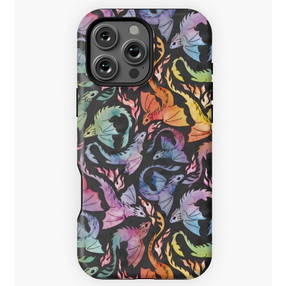Dark Rainbow Dragon Fire GA121 Phone Case for iPhone 11 to 17 Pro Max