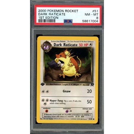 Dark Raticate Card 2000 Pokemon Rocket 1st Edition #51 PSA 8