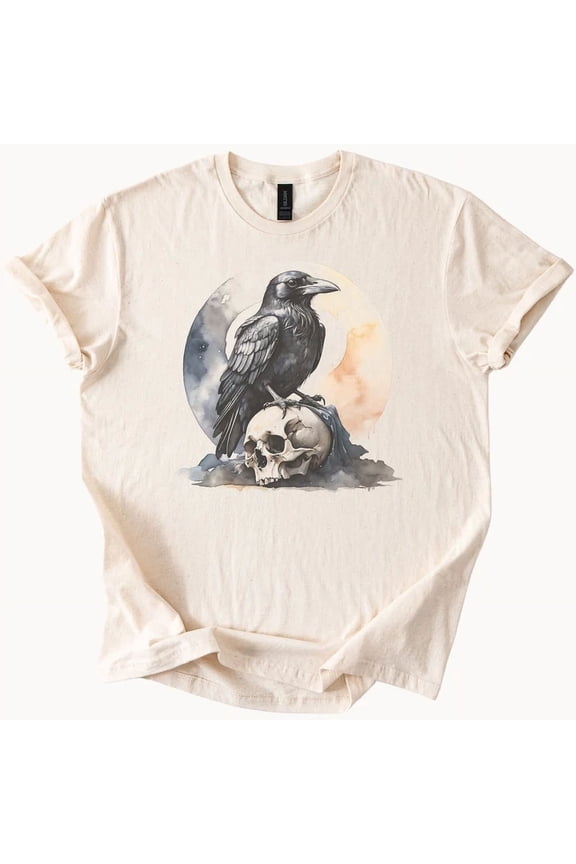 Dark Raven Skull Tee Goth Core Animal Aesthetic Graphic T Shirt
