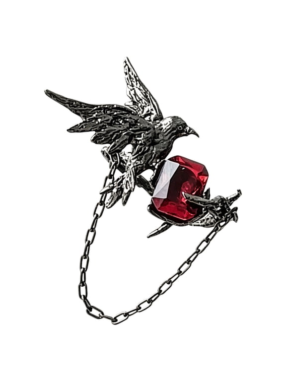 Dark Ravens Rings With Red Gemstones Stone Zinc Alloy Materials Adjustable Open Finger Accessories Design For Party Gifts
