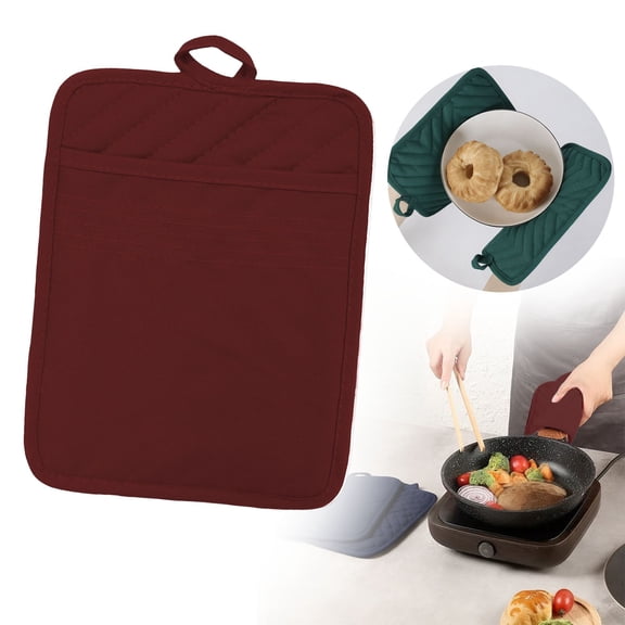 Dark Red Baking American Pocket Insulated Pad by Dusknt Pot Holders for Kitchen Heat Cotton Hot with Pocket 7x9 Inch Kitchen Hot for Counter Table Cooking Baking Grilling