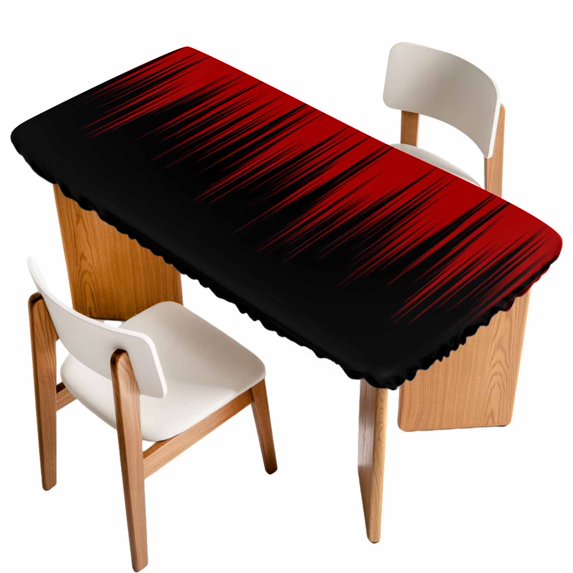 Dark Red Black Ombre Table Cloths for 5 Foot Rectangle Tables, Modern Abstract Art Striped Gradient Patio Waterproof Elastic Fitted Tablecloths, Washable Rectangular Table Cover for Camping