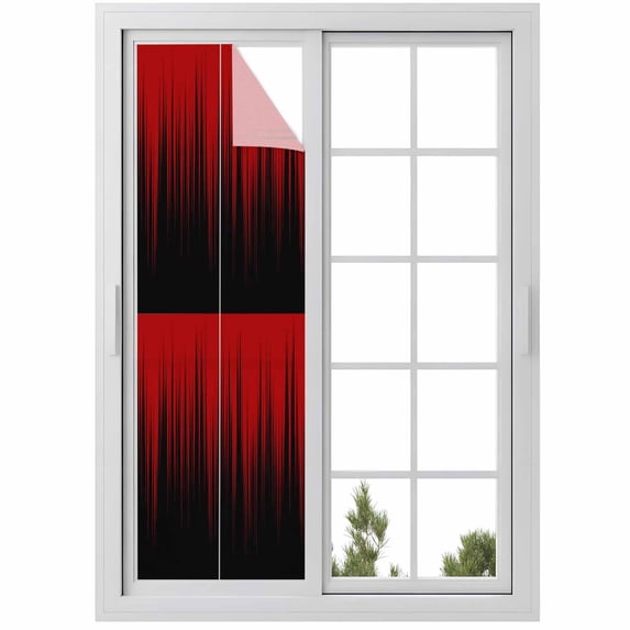 Dark Red Black Ombre Window Privacy Film, Modern Abstract Art Striped Gradient Static Cling UV Sun Blocking Heat Control Window Tint Day and Night, Non-Adhesive One Way Privacy Cover 17.7''x78.7''