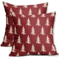 thumbnail image 1 of Dark Red Christmas Pillow Covers 16x16 Set of 2 Xmas Tree Rustic Style Winter Print Decorative Outdoor Pillowcases Holiday Decorations Throw Cushion Case Decor for Couch Sofa Bed, 1 of 5
