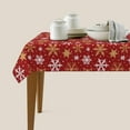 thumbnail image 1 of Dark Red Christmas Rectangle Tablecloth 60x84 Inch Gold White Xmas Snowflake Winter Holiday Theme Decorative Table Cloth Seasonal Rustic Farmhouse for Indoor Party Kitchen Dinner Picnic Decor, 1 of 5