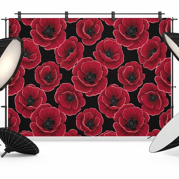 Dark Red Flower Photography Backdrop 7x5FT, Black Background Abstract Vintage Floral Photo Backdrops, Background for Photography Studio Photo Studio Background, Back Drop for Photoshoot