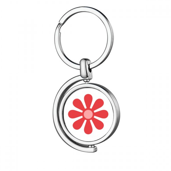 Dark Red Flower Symmertry Simple Rotating Keychain Metal Keyring Holder