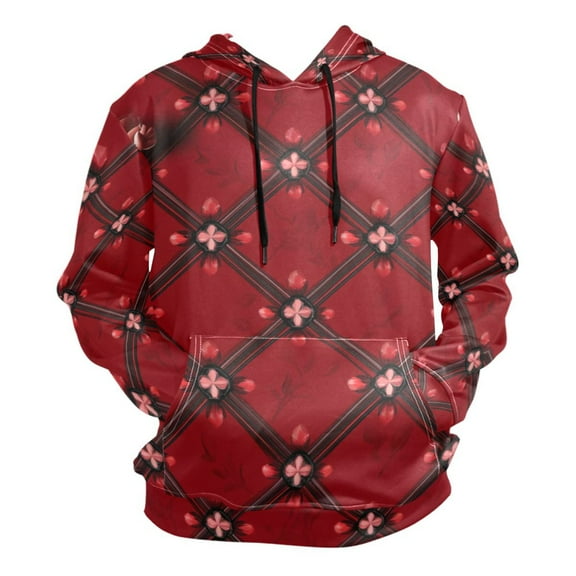 Dark Red Geometric Flower Men’s Hoodies Sweatshirt Fleece Jackets Long Sleeve Sweatshirts