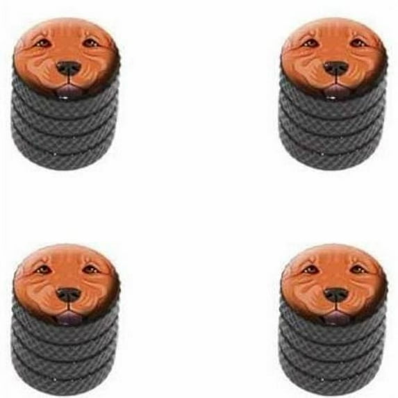 Dark Red Golden Retriever Face Pet Dog Tire Rim Wheel Aluminum Valve Stem Caps, Multiple Colors