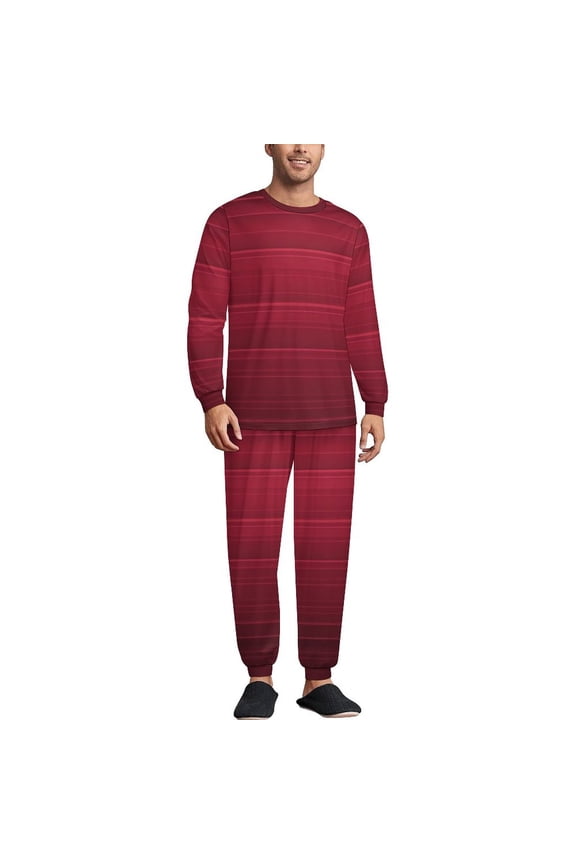 Dark Red Gradient Men's Pajama Set Sleepwear Pjs Lightweight Long Sleeve Crewneck Shirts and Bottoms Soft Comfy Sleep Sets XL