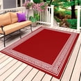 thumbnail image 1 of Dark Red Greek Key Outdoor Rug for Patio/Deck/Porch, Non-Slip Large Area Rug 5 x 8 Ft, Geometric Greece Ancient Farmhouse Geo Indoor Outdoor Rugs Washable Area Rugs, Camping Rug Carpet Runner, 1 of 8
