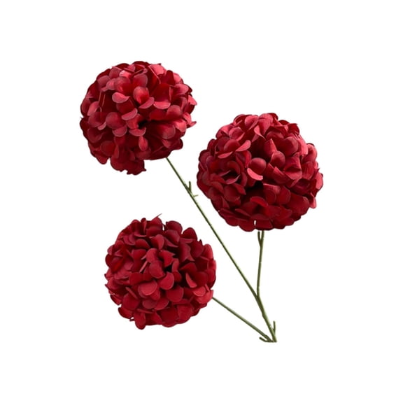 Dark Red Hydrangea Artificial Flowers Bulk, Faux Silk Hydrangea Flower Heads with Stems for Wedding & Home Decor, Red Fake Flowers for Crafting & Decorations, Red