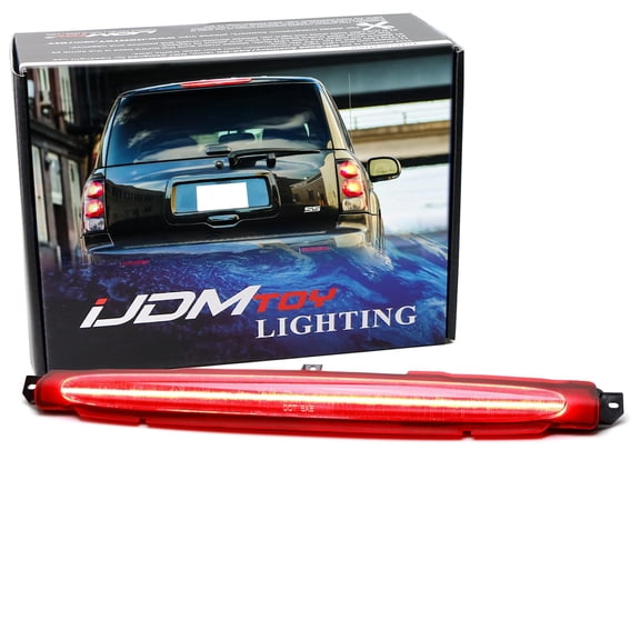 Dark Red Len Full LED Strip High Mount Third Brake Light Assembly For Chevrolet 2002-2009 Trailblazer, GMC Envoy, Buick Rainier, etc
