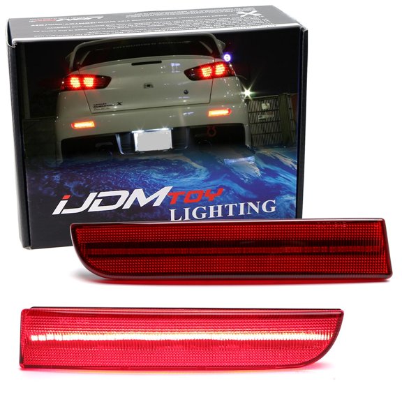 Dark Red Lens 36-SMD Full LED Rear Bumper Reflector Light Trim For Mitsubishi Lancer Evolution X, Outlander Sport SUV, Function as Tail or Rear Fog Lights