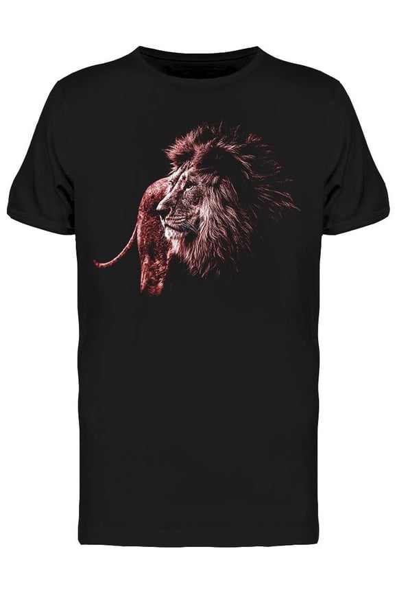 Dark Red Lion Portrait T-Shirt Men -Image by Shutterstock, Male Medium