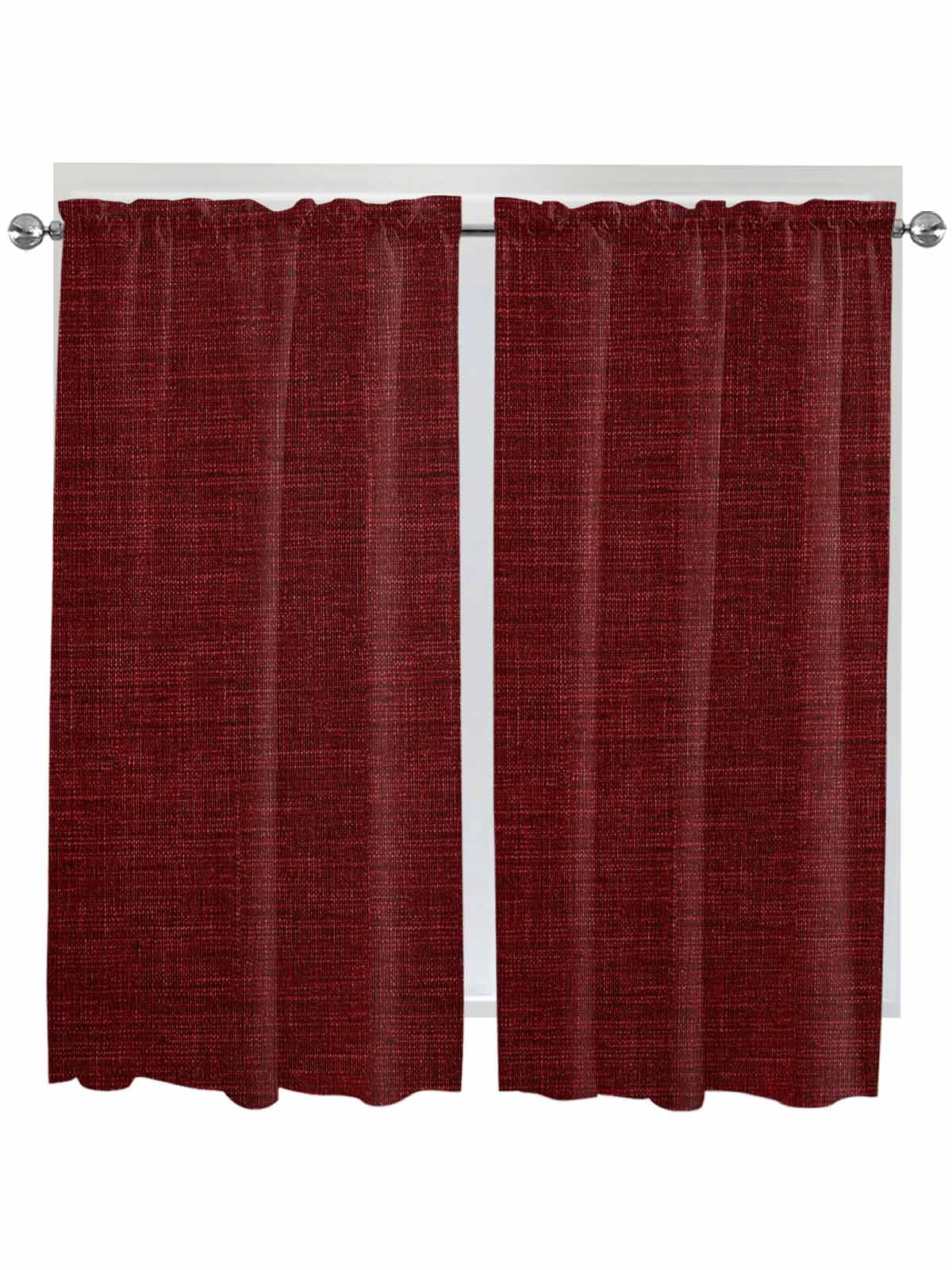 Dark Red Living Room Curtains 72 Inches length, Farmhouse Burlap Solid ...