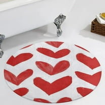 Dark Red Love Heart Pattern Round Carpet Circle Rug Outdoor Patio Area Rug Washable Large Area Rugs Hallway Room Decor Fitness Mats