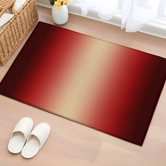 Dark Red Ombre Entryway Rug 2'x3' Non Slip Front Door Mats, Modern Yellow Gradient Farmhouse Art Entrance Rugs Indoor Outdoor Carpet, Washable Floor Mats Small Area Rug for Bedroom Kitchen