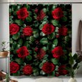 Dark Red Rose Patterned Shower Curtain Elegant Love & Romance Bathroom