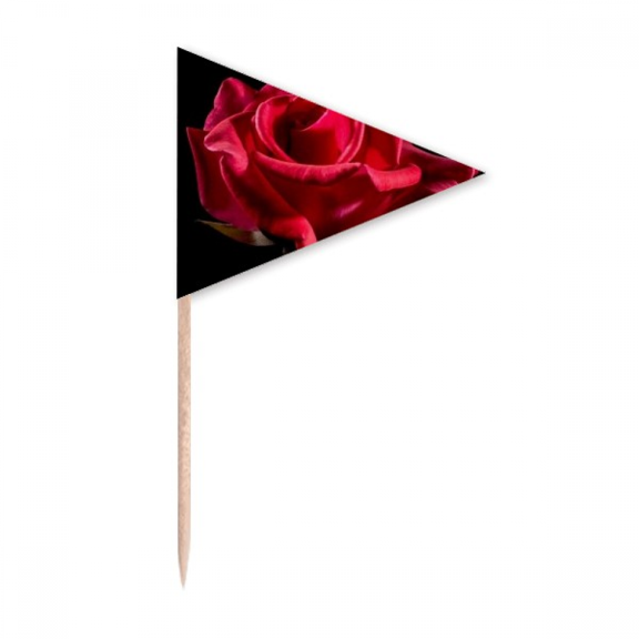 Dark Red Roses Flowers Art Deco  Fashion Toothpick Triangle Cupcake Toppers Flag