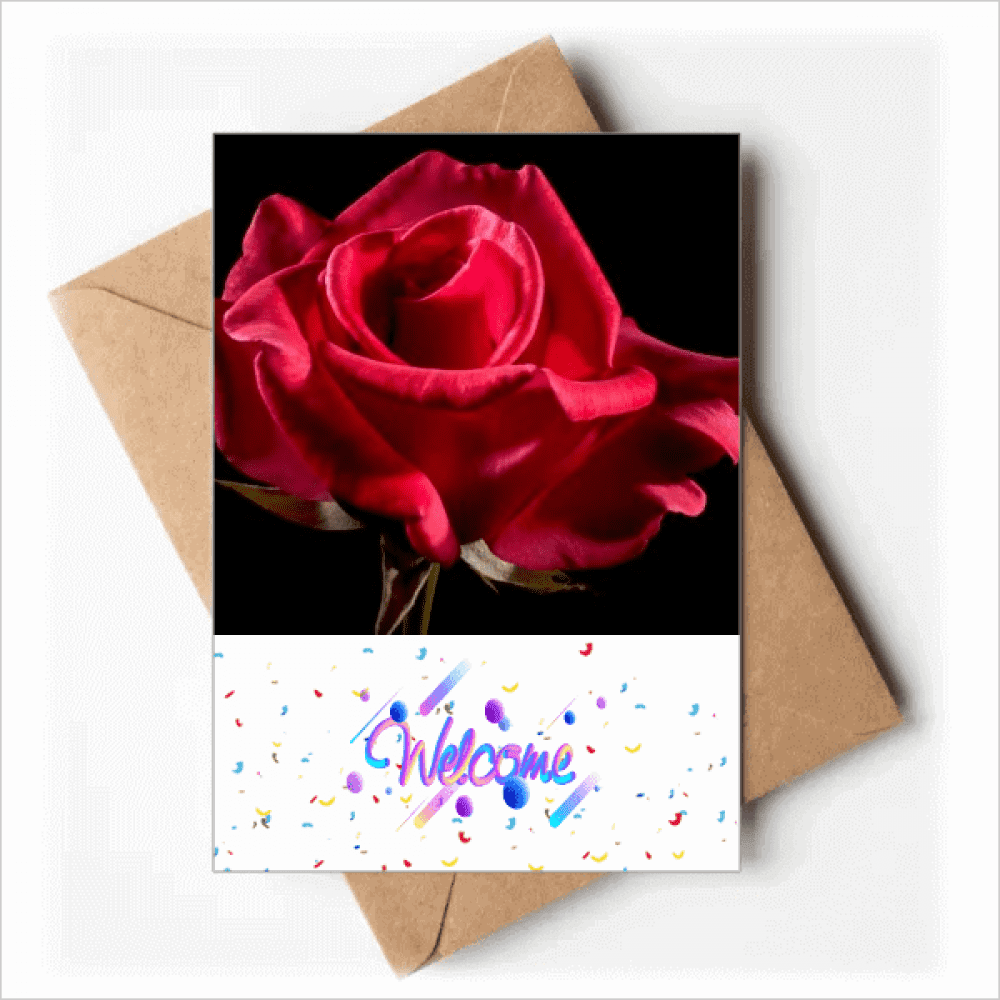 Dark Red Roses Flowers Art Deco Fashion Welcome Back Greeting Cards Envelopes Blank