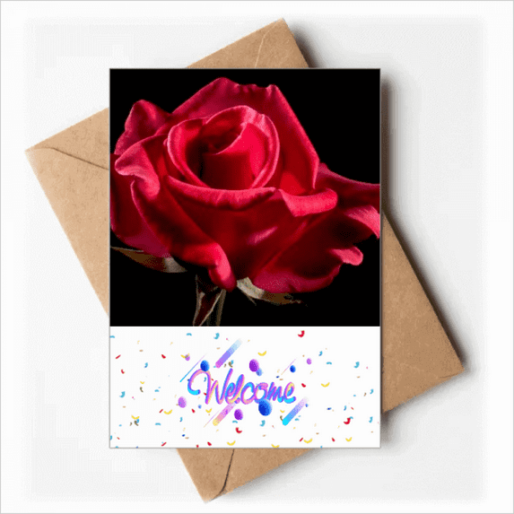Dark Red Roses Flowers Art Deco Fashion Welcome Back Greeting Cards Envelopes Blank