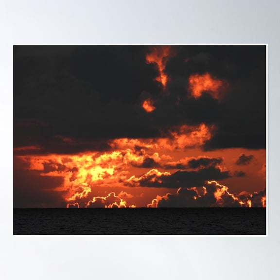Dark Red Sky At Sunset Poster Wall Art, Modern Wall Decor, 12x18 UNFRAMED