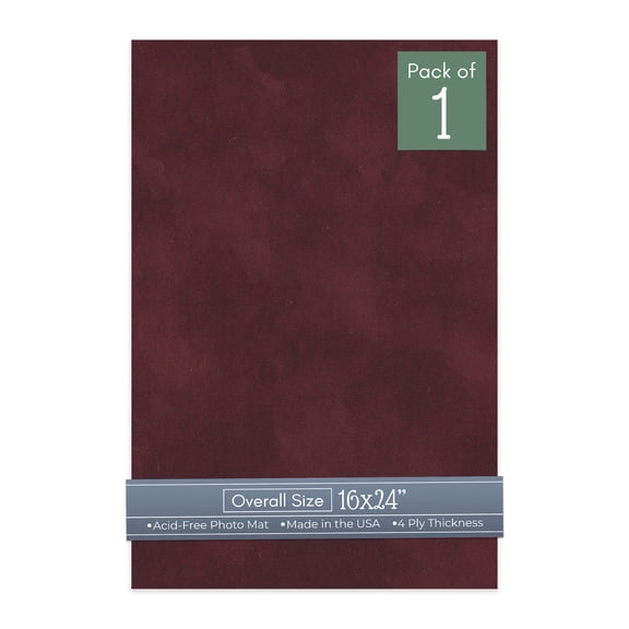 Dark Red Suede 16x24 Uncut Art Mat Board - No Opening - 1 Mat