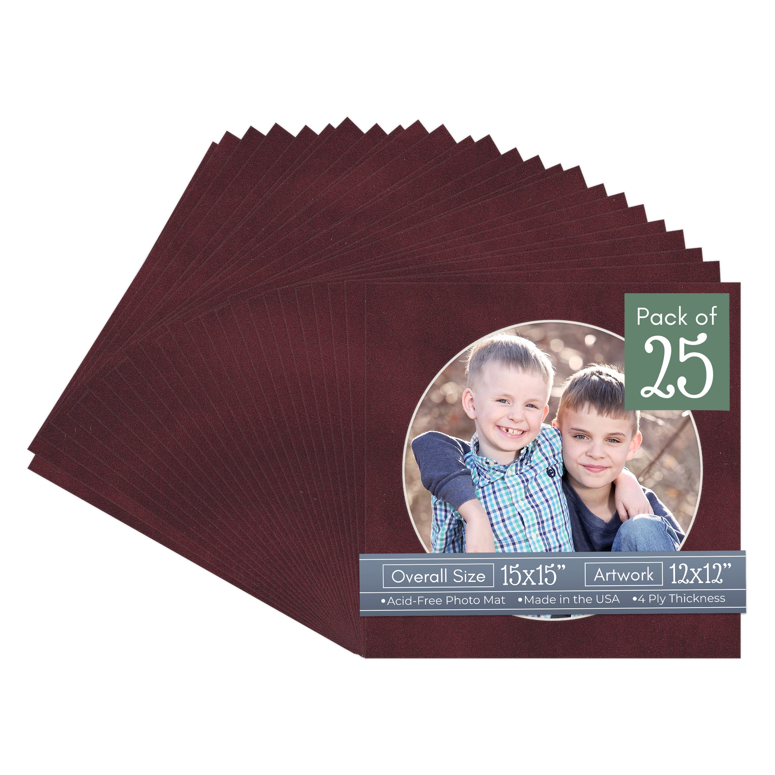 Dark Red Suede Picture Frame Mat for 15x15 Frames - Circle Opening for ...