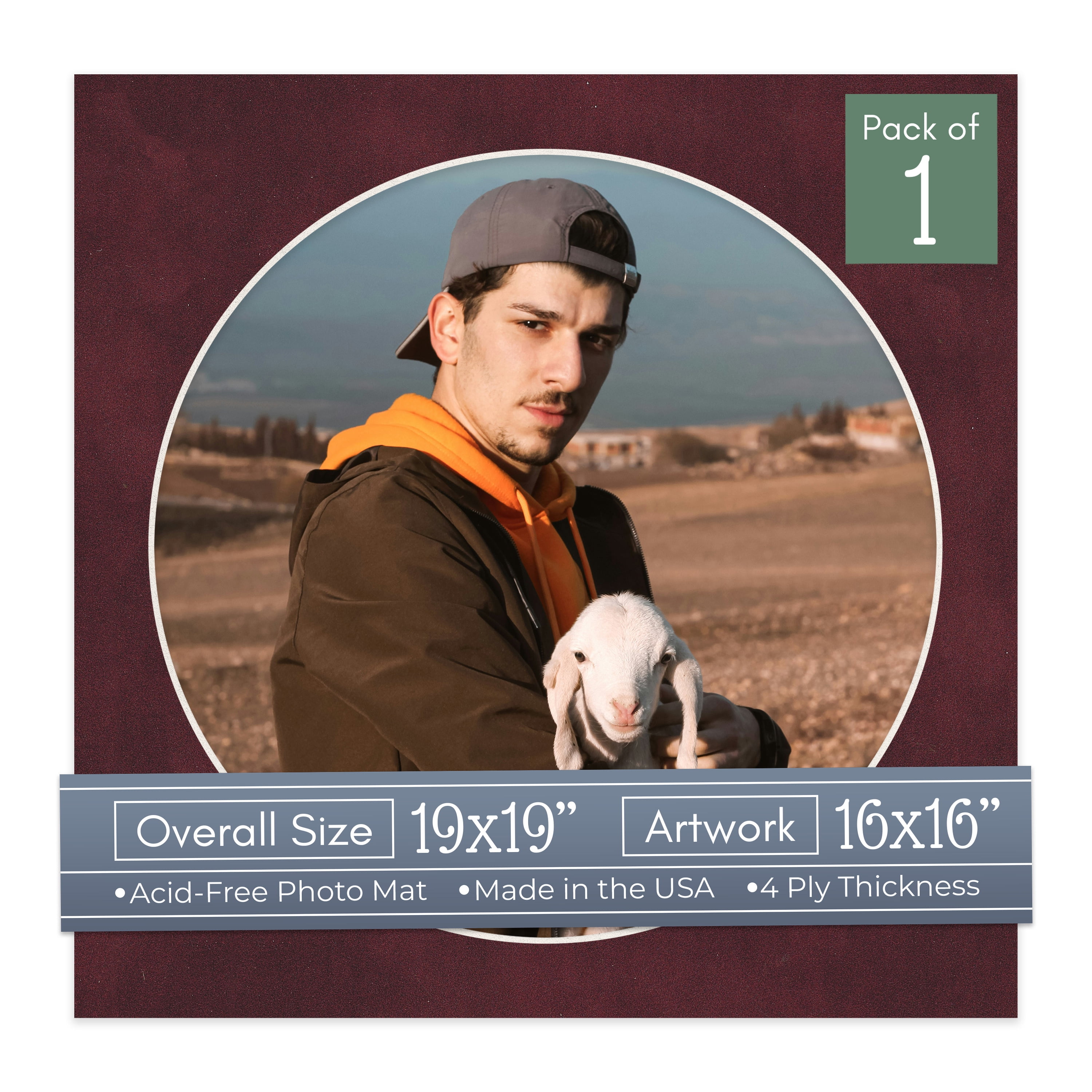 Dark Red Suede Picture Frame Mat for 19x19 Frames - Circle Opening for ...