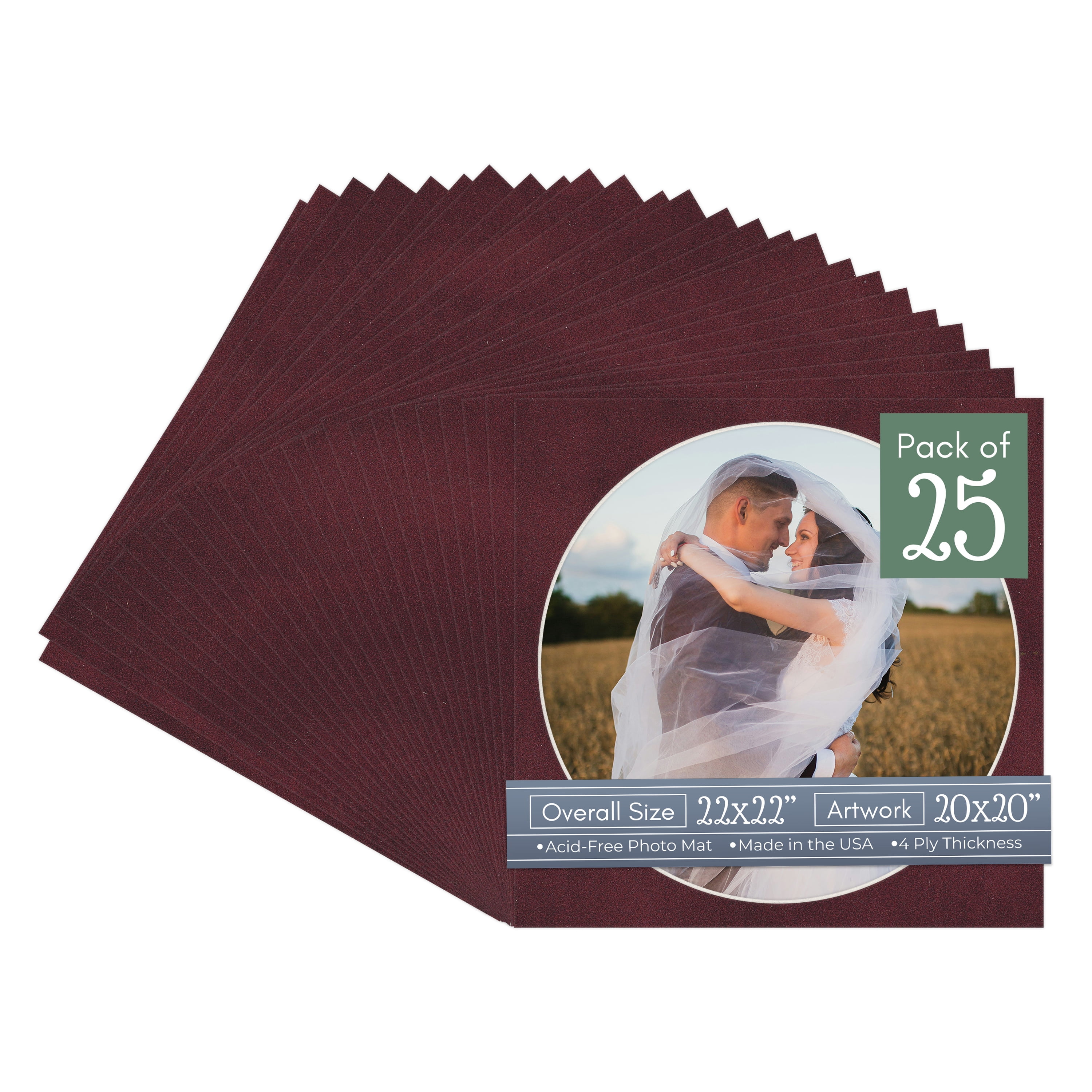 Dark Red Suede Picture Frame Mat for 22x22 Frames - Circle Opening for ...