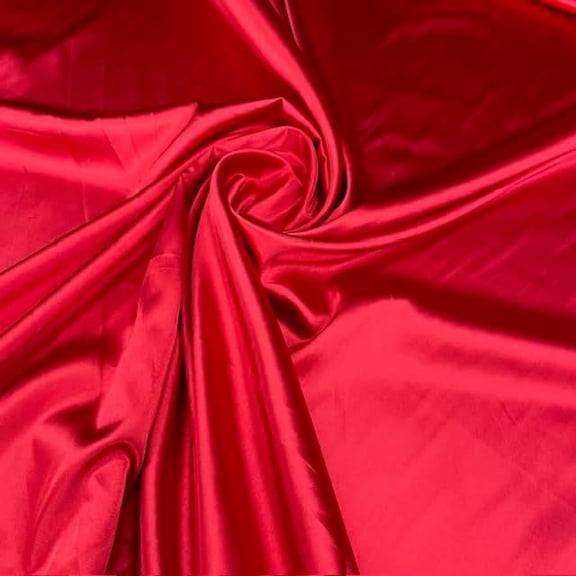 Dark Red Valentina Textiles Inc. Satin Charmeuse Fabric by the Yard, 58" Wide Silk-Like Smooth Material for Sewing, Fashion, and Event Decor (Dark Red, 1 Yard)
