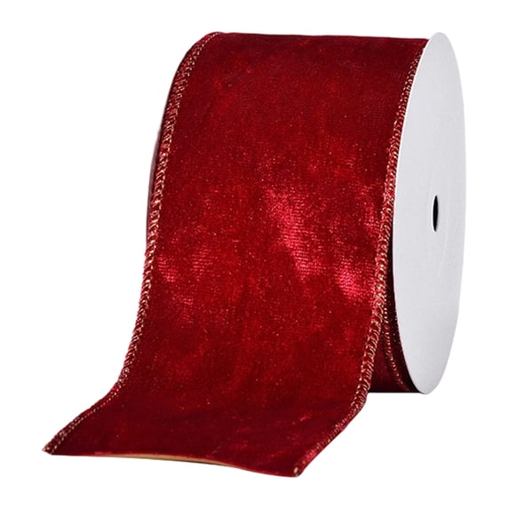 Dark Red Wired Christmas Ribbon,Christmas Decorations,2.48 Inch x 10 Yards Velvet Burlap Wired Edge Ribbon for Christmas Tree Wreath Bow Making Wrapping Holiday Home Decor
